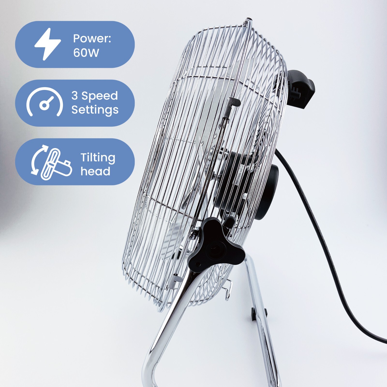 SCHALLEN Chrome Silver Metal High Velocity Cold Air Circulator 