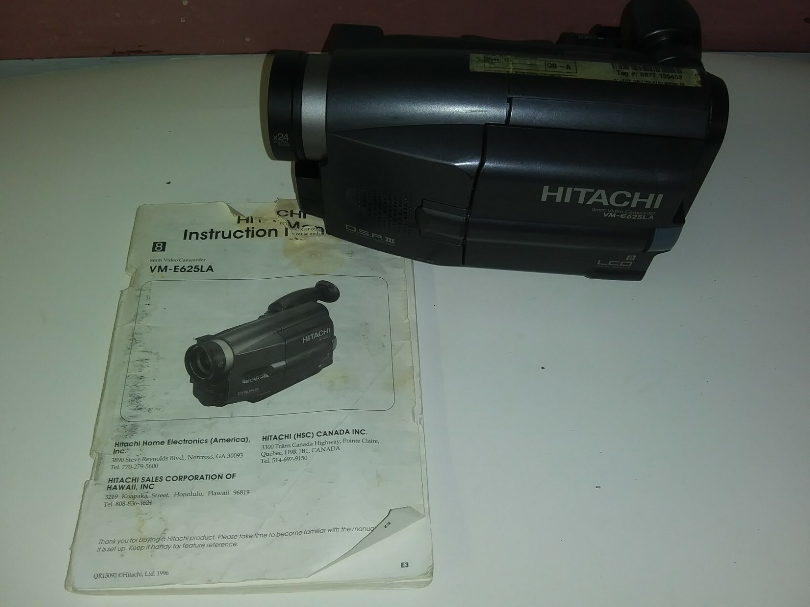 Hitachi VM-E625 VM-E625LA 8mm Video8 Camcorder Player Camera Video Transfer 
