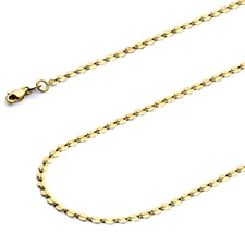 Wellingsale 14k Yellow Gold 2mm Hollow Curve Mirror Chain Necklace