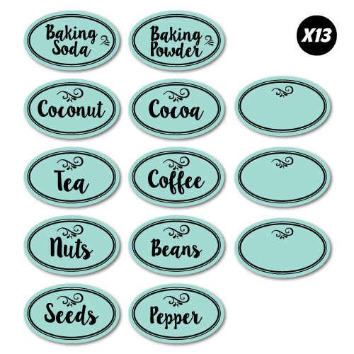 13x Kitchen Pantry Jar Labels Sticker Home Decals Stickers #7535EN - Picture 1 of 2