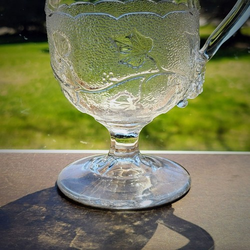 Antique EAPG Glass Creamer Budded Ivy Leaves c.1880s USA, Vintage Kitchen Decor - Picture 4 of 11