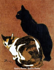 Two Cats 8.5x11" Photo Print Theophile Alexandre Steinlen Calico & Black Cats