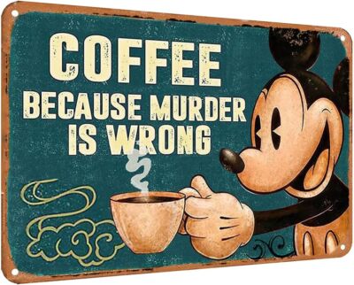 Coffee Sign Funny Kitchen Signs Vintage Metal Tin Wall Decor Green 