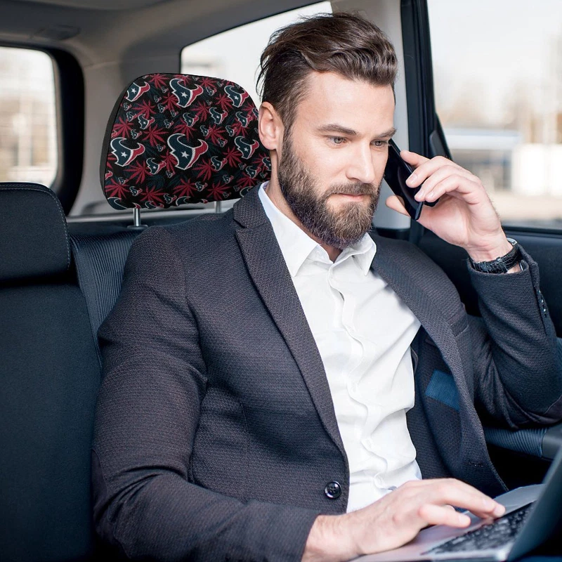 Houston Texans Two Car Headrest Covers, Hawaiian Print Style