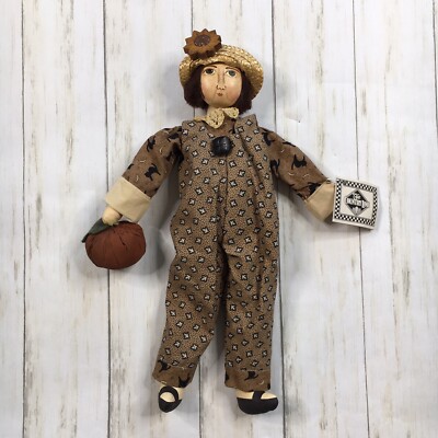 The Country Line Matilda Autumn Fall Halloween Pumpkin Sitting Hand Painted Doll