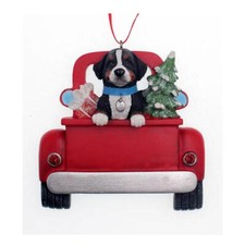 Bernese Mountain Dog In Back of Truck Ornament