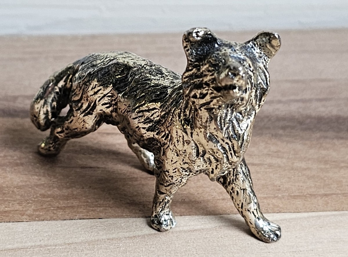 small Vintage Alsatian German Shepherd Solid Brass Dog Figurine