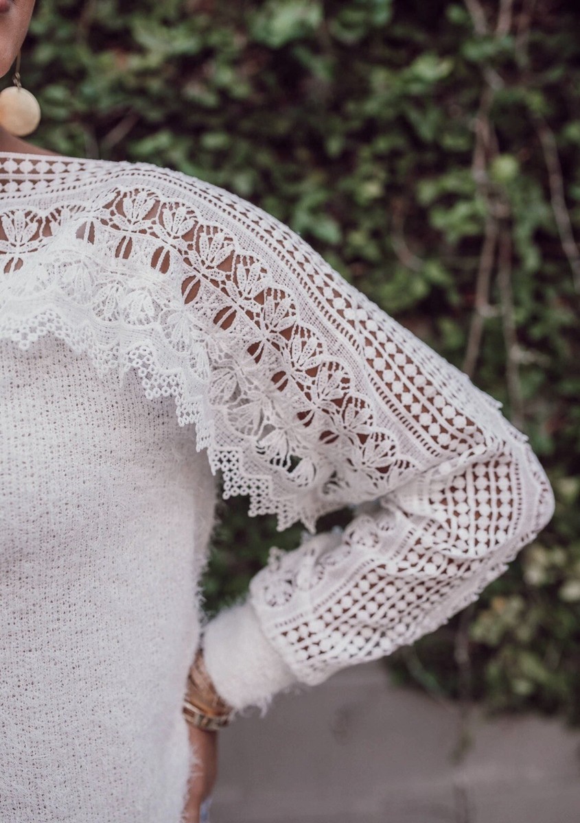 Women's White Faux Angora Sweater, Size Medium, New | eBay