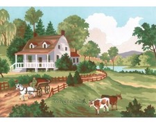 "Village" Printed Needlepoint Tapestry Canvas Collection D'art 6188