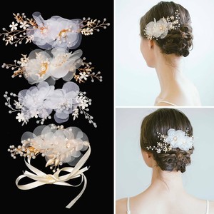 Fashion Hair Combs Headdress For Bride Crown Floral Pearl Wedding