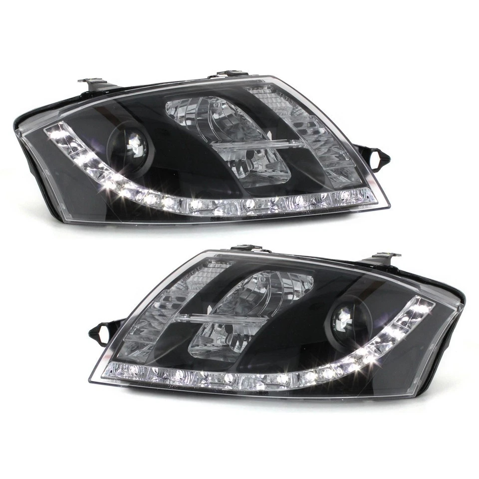 LED TAGFAHRLICHT-OPTIK SCHEINWERFER SCHWARZ FÜR AUDI TT 8N 98-06 LINKS RECHTS - Bild 3 von 4