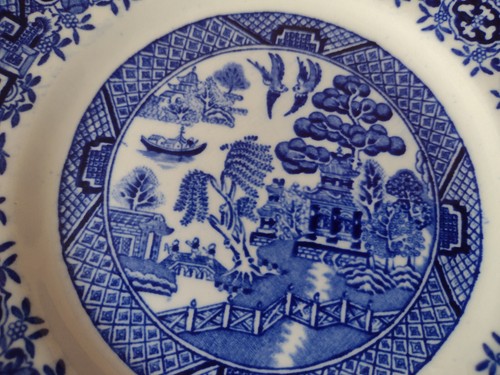 W Adams & Sons Warranted Staffordshire Blue Willow Bread Plates - Set of 7 - Picture 7 of 19
