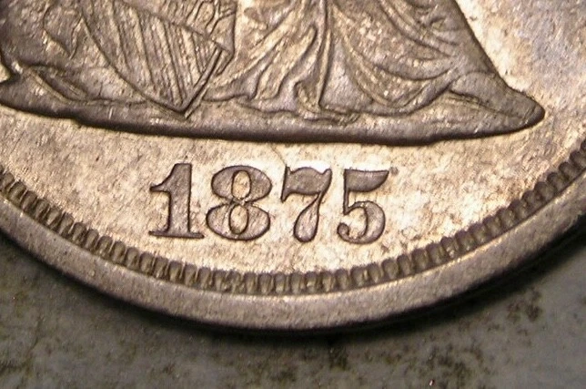 1875 S LIBERTY SEATED SILVER TWENTY-CENT PIECE VERY ATTRACTIVE w/RARE MPD FS-301 - Image 3 of 3