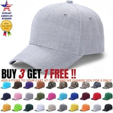 Baseball Cap Adjustable Plain Blank Solid Ball Hat Men Women Visor Caps Lot