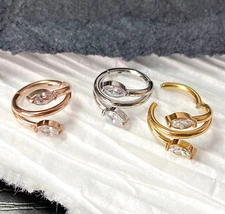 1pc Hinged Segment Ring Double Vine Gem Hoop Helix Daith 316L Surgical Steel 8mm