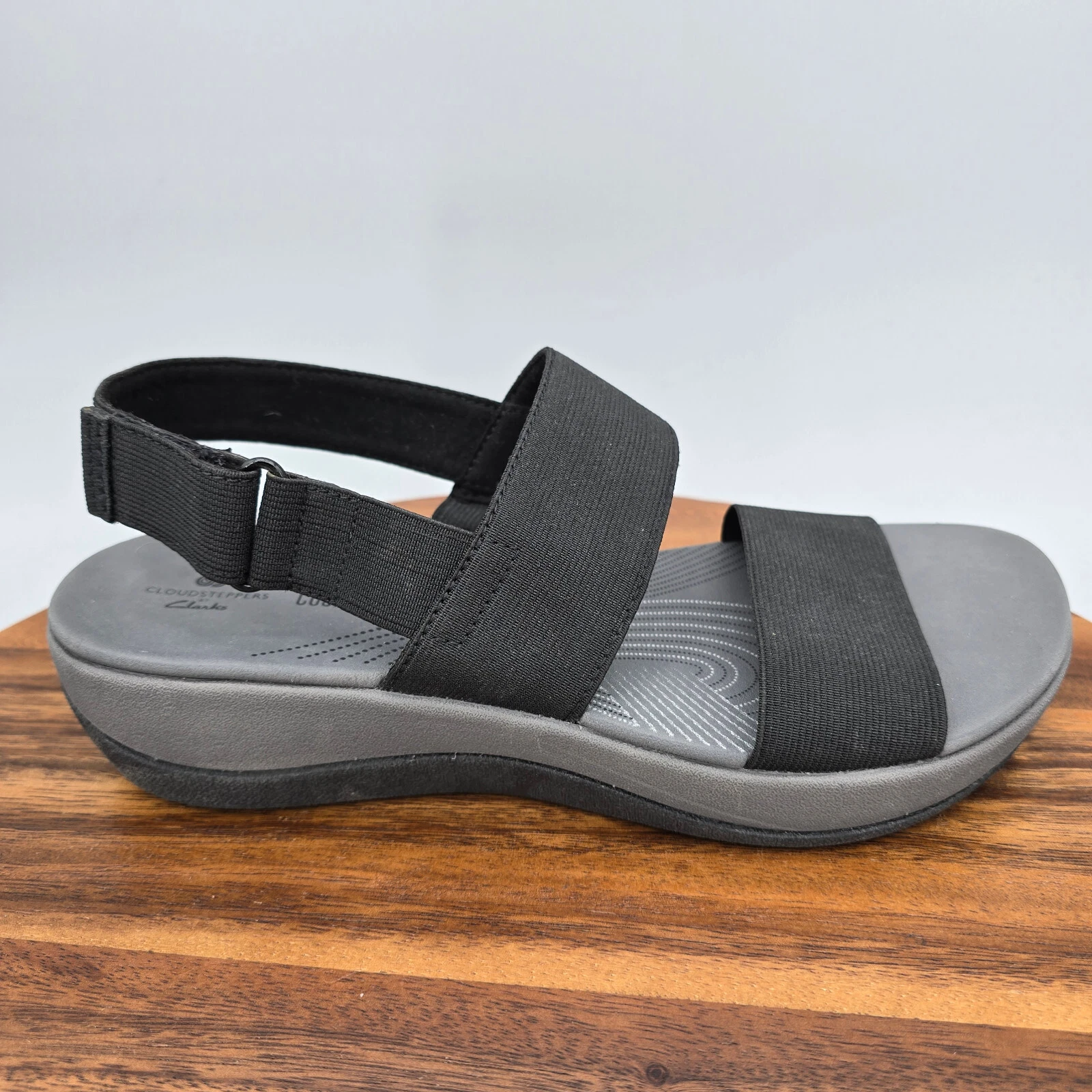 Clarks Sandali Donna 8 M Nero Arla Jacory Slingback Elasticizzati Cinturino Regolabile