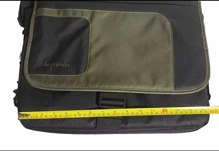 Lenovo Laptop Shoulder Bag Messenger Bag Many Compartments Black/Olive Green - Image 4 of 4