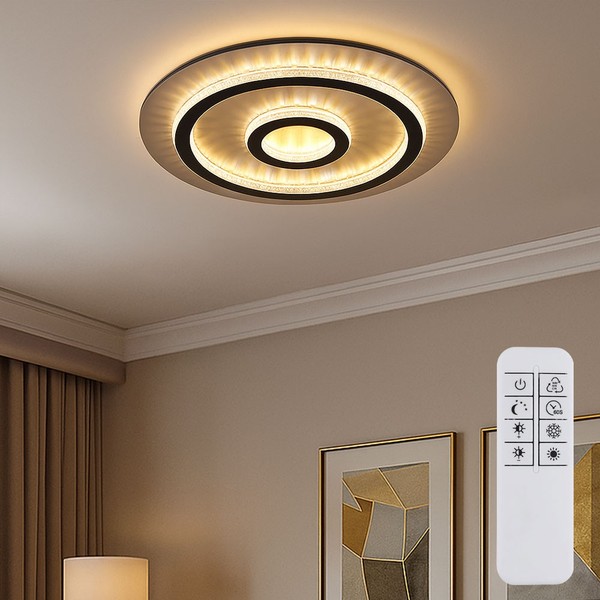 Deckenlampe Deckenleuchte Wohnzimmerlampe Grau Gold Dimmer Fernbedienung Led Cct-image