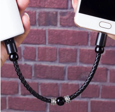 Leather USB Charging Bracelet Cable – 22cm Data Line for Android & Type-C | Jewe - Picture 2 of 7