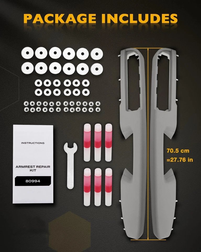 Passenger & Driver Armrest Repair Kit Fits 2010-14 Chevy Tahoe GMC Yukon XL Gray - Image 2 of 4