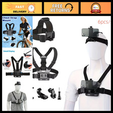 Adjustable Head Chest Strap Mount Kit for Action Cameras, GoPro, Phone  More
