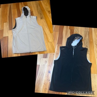 Zero Restriction Hoodie Vest Mens Large Black Gray Champ Performance Golf Revers