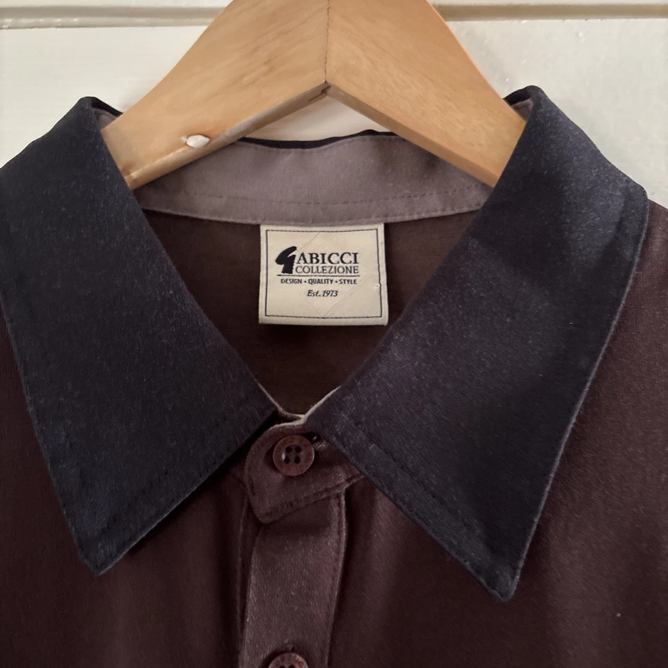 Men’s Gabicci Vintage Retro Mod Ska Brown & Black  Polo Shirt - Size 2XL - Image 4 of 4