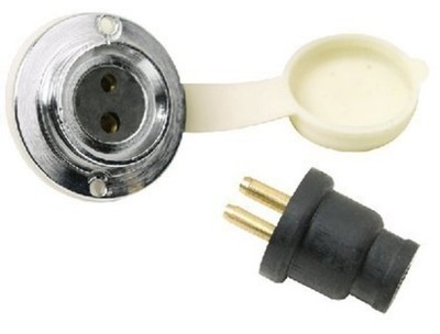 Seachoice 10121 Watertight Deck Connector Socket-Plug 2 Prong Chrome plated Boat