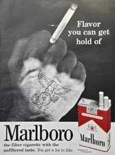 Marlboro Cigarettes Marine Corps Tattoo Eagle Globe Anchor Vintage Print Ad 1962