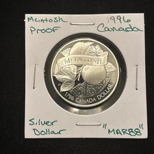 1996 Canada Silver Dollar Proof McIntosh Apple “Mar88” Canadian $1