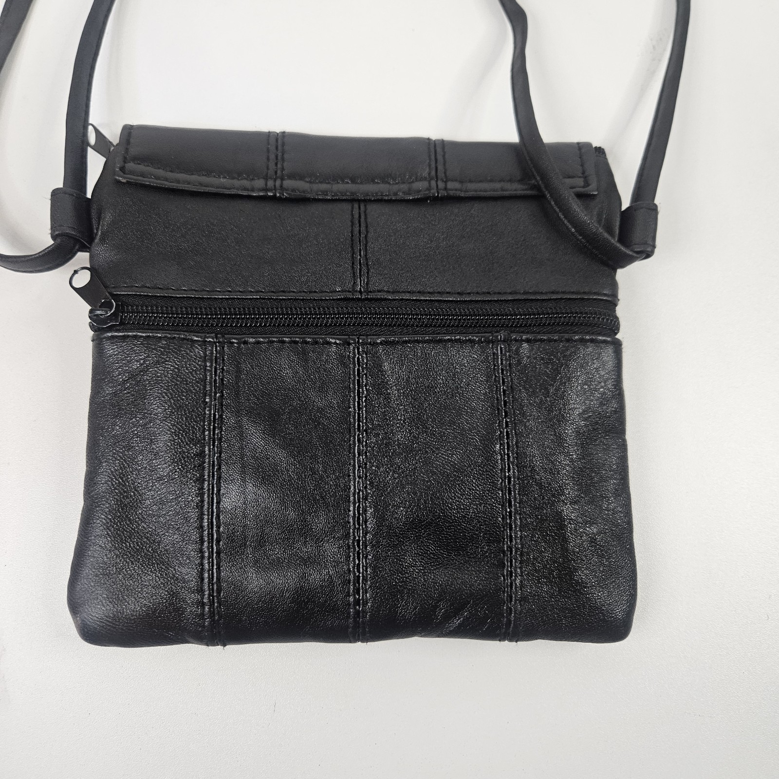 Retro Patchwork Micro Shoulder Purse Black Lambs … - image 6