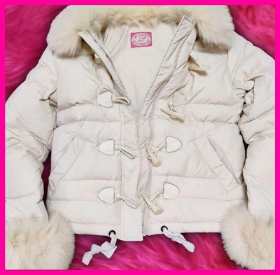 Vintage Blugirl Blumarine White Fur Short Down Jacket 40　Elegant Feminine