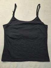 French Dressing Tank Top Womens Sz L Black Camisole Adjustable Straps Comfy Fit