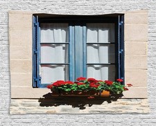 Ambesonne Shutters Decor Tapestry, Mediterran...