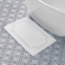 Laura Ashley - Reversible Cotton Bath Mat, Premium Bathroom D cor, Machine Wa...