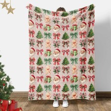 Cute Santa Claus Christmas Throw Blanket, Xmas Festive Holiday Gift Idea