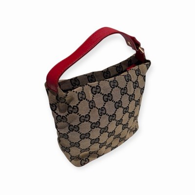 希少✨GUCCI Vintage GG Canvas Pouch Red Vintage Gucci GG Canvas Pochette Mini Bag Vanity | eBay