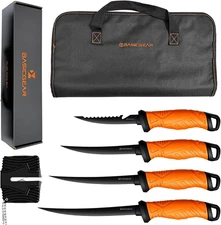 Fishing Fillet Knife Set of 4 – 5”, 7”, 8”, 9” 440C Stainless Steel Knives with 