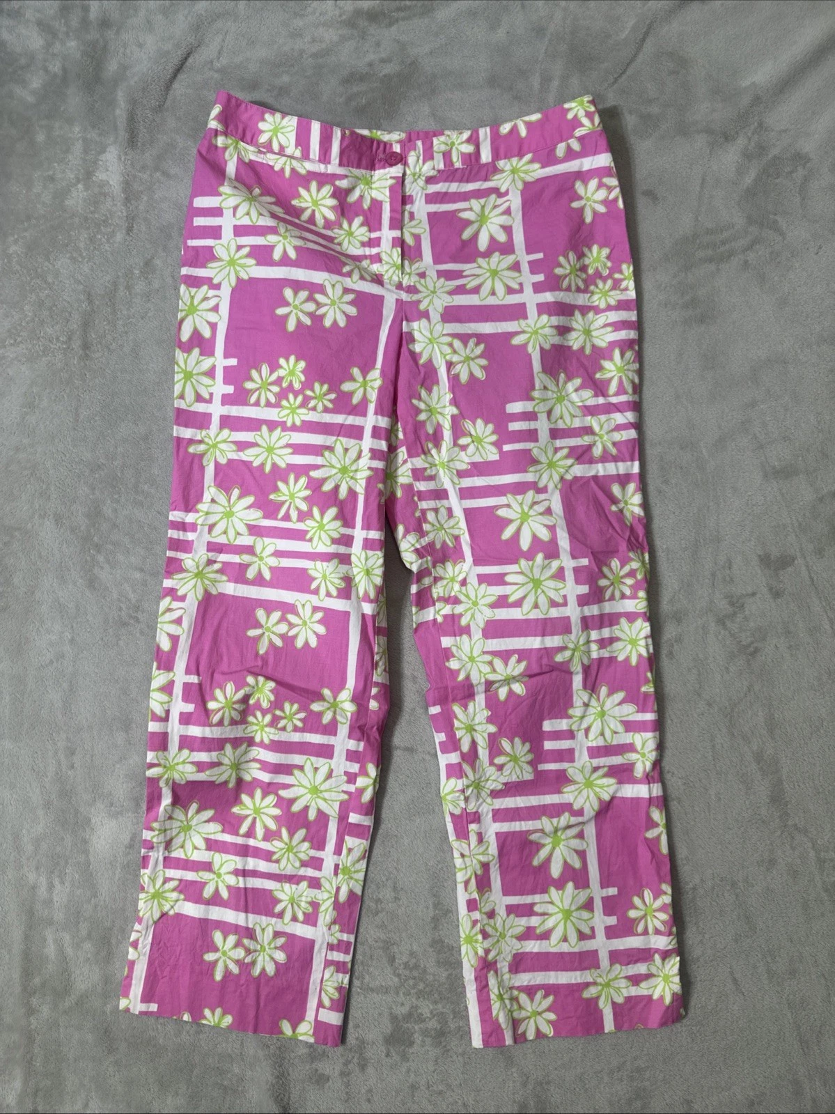Lilly Pulitzer Pink Floral Capri Pants Womens Size 4 Stretch Summer Preppy