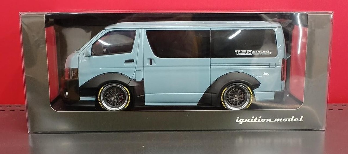 Mini car】 Ignition model IG2803 T・S・D WORKS HIACE Blue Gray 1