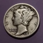 1923 Mercury Silver Dime Circulated P Mint
