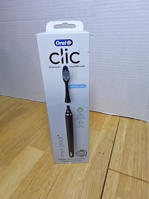 NEW Oral-B Clic Manual Toothbrush W/ Magnetic Brush Holder - Onyx Black. #TK5