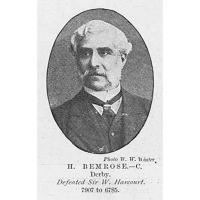 SIR HENRY HOWE BEMROSE konservativer Abgeordneter für Derby - antiker Druck 1895
