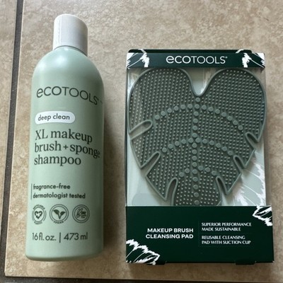 EcoTools XL Makeup Brush Shampoo 16 fl oz & Heart-Shaped Vegan Cleansing Pad