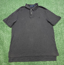 Ralph Lauren Polo Shirt Men's Size L Gray Short Sleeve Collared Preppy Pony