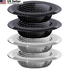 Kitchen Sink Drain Strainer, 4 Pack Stainless 4.5" Strainers, Silver black