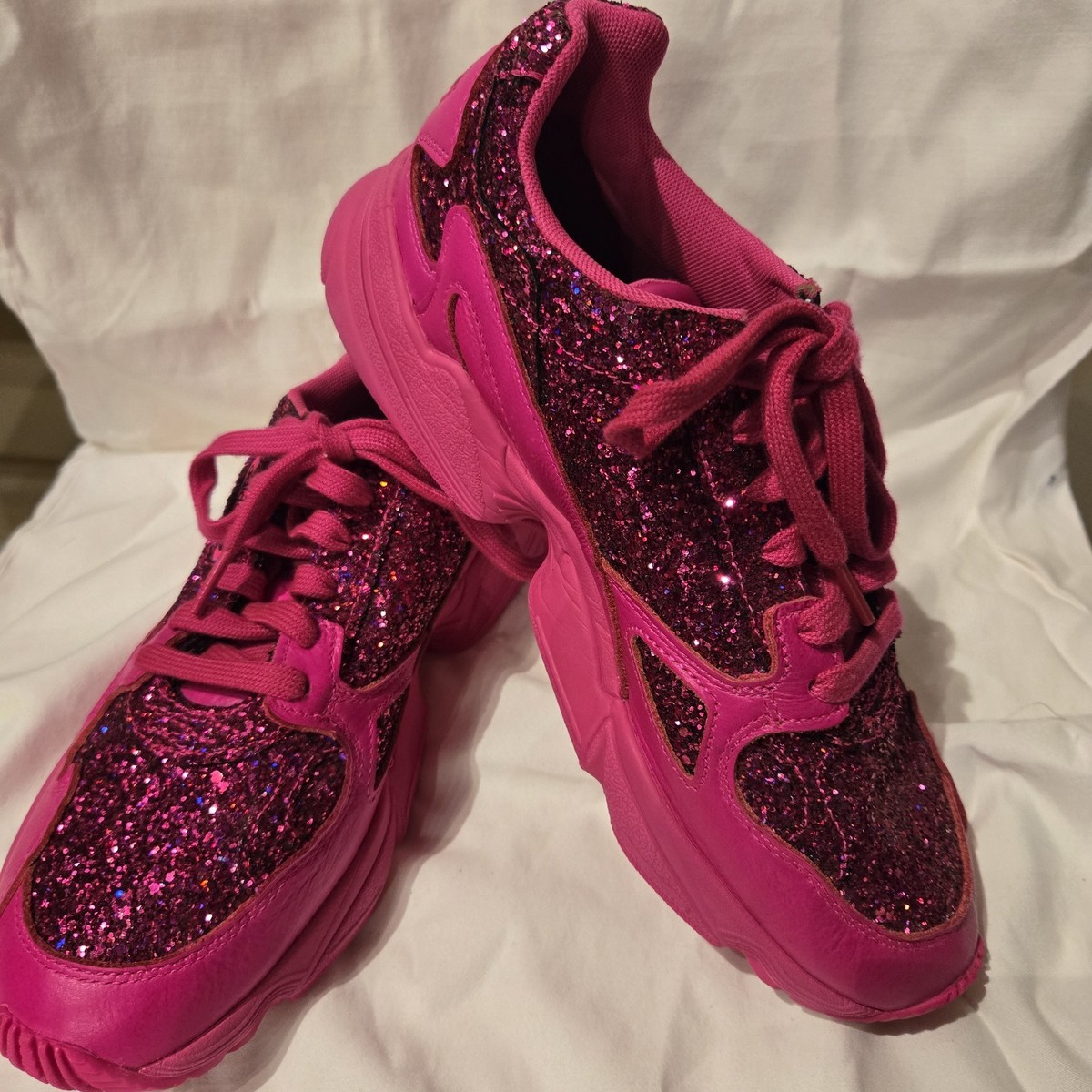 ADIDAS FALCON Women's Sz 9 Pink Glitter Chunky Torsion Out Loud | eBay