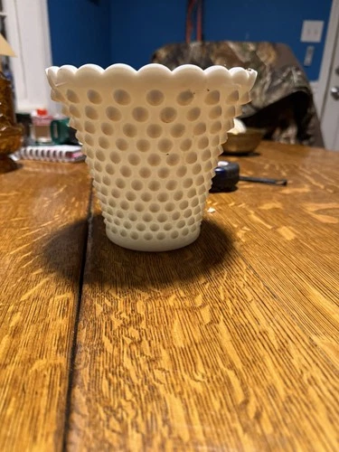 FIRE KING Milk Glass Hobnail Planter Flower Pot Vase Bowl Made In USA Vintage
