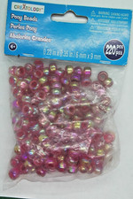 Creatology 312227 Pony Beads, Glossy Pink, .23  x .35  , 220 pcs. - See Below