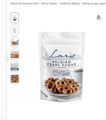 Lars Own Belgian Pearl Sugar   1-Pack, 8-oz Resealable Pouch   Large Crystals